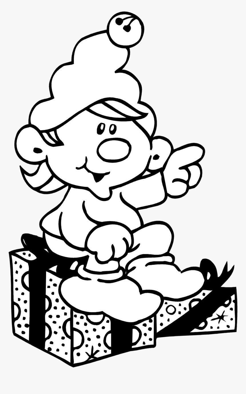 Transparent Elf Clipart Png - Christmas Elf Clipart Black And White, Png Download