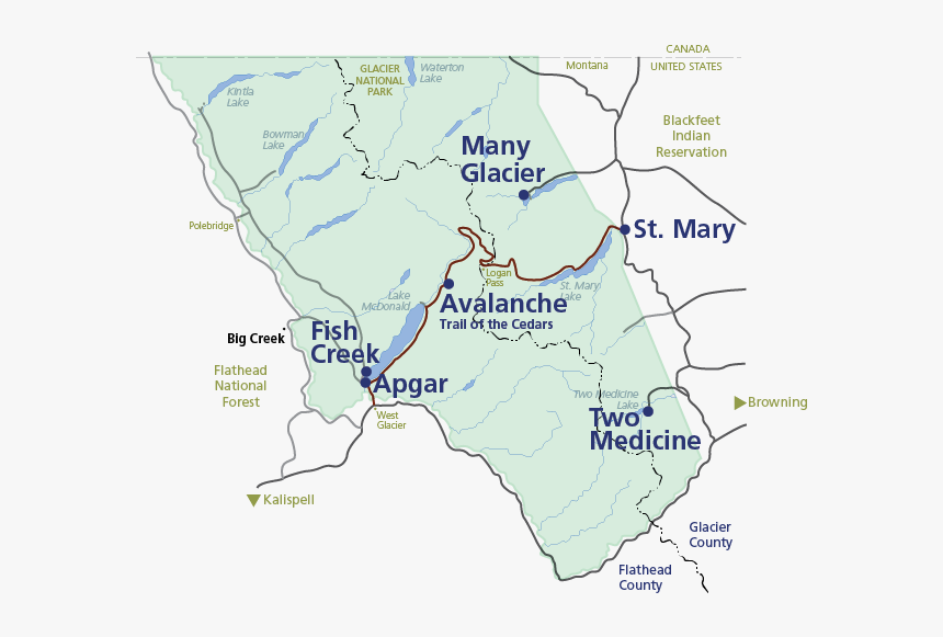 Glacier National Park Map Forest, HD Png Download