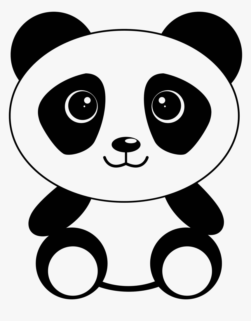Cute Panda Png Pic - Panda Clipart Black And White, Transparent Png