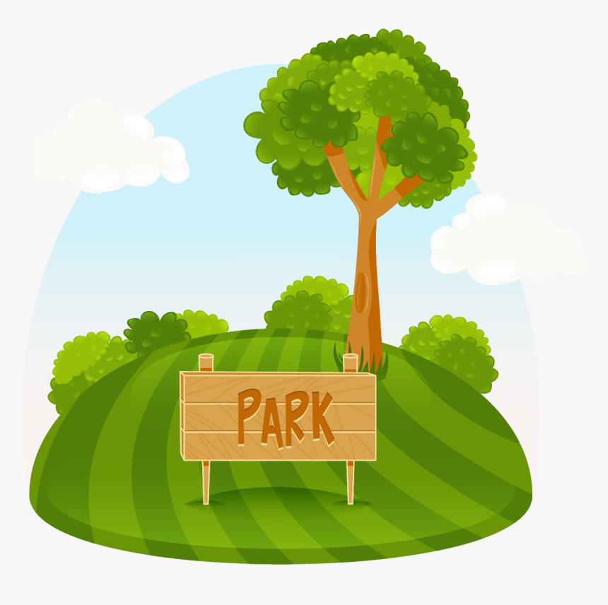 Amusement Park Tree Illustration - Tree Park Clip Art, HD Png Download