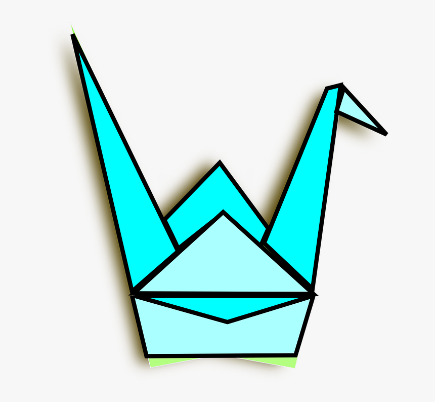 Blue Origami Crane Svg Clip Arts - Origami Crane Side View, HD Png Download