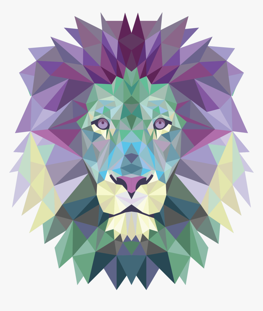 Lion T Shirt Geometry Poster Canvas - Creative Graphic Design, HD Png Download
