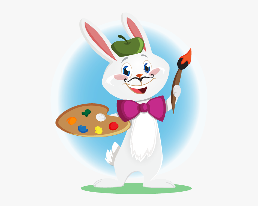 Bunny Clipart Computer - Artist Cartoon Rabbit, HD Png Download