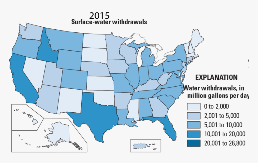 Surface Water Withdrawals In - States With Affirmative Action, HD Png Download