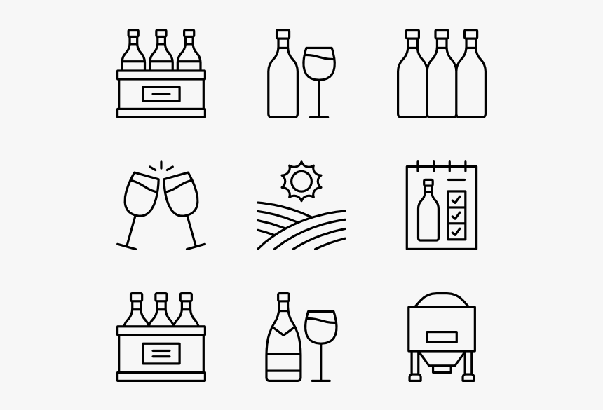 Winery - Bottle Line Draw Vector, HD Png Download
