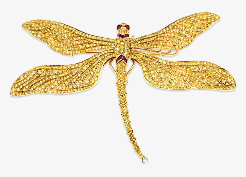 Fancy Vivid Yellow Diamond Dragonfly Brooch, HD Png Download