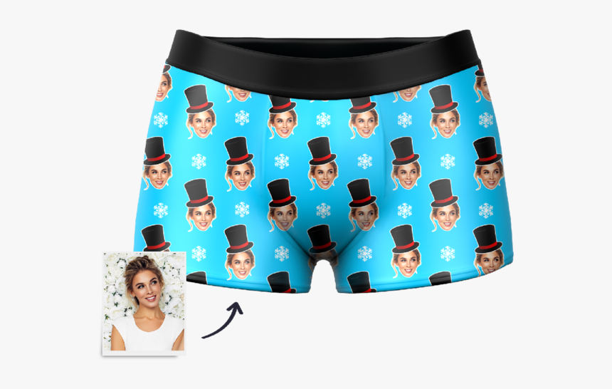 Custom Christmas Snowman Face Boxer Shorts - Underpants, HD Png Download