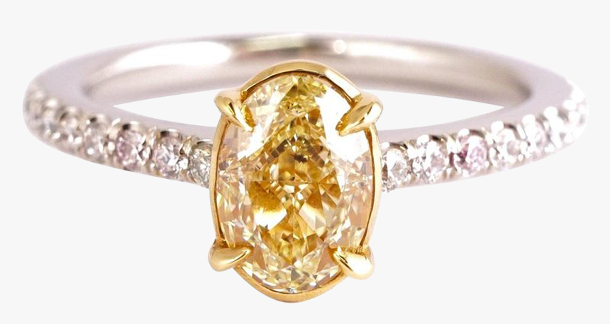 Yellow Diamond Rings In Oval Stone, HD Png Download