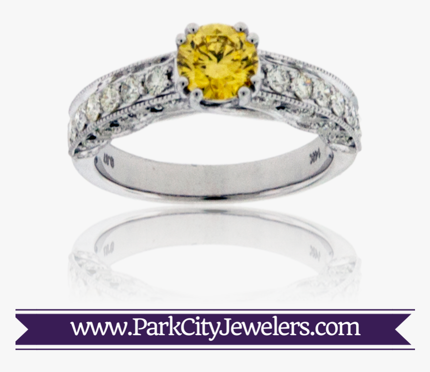 Yellow Diamond Engagement Ring - Elk Teeth Ivory Jewelry, HD Png Download