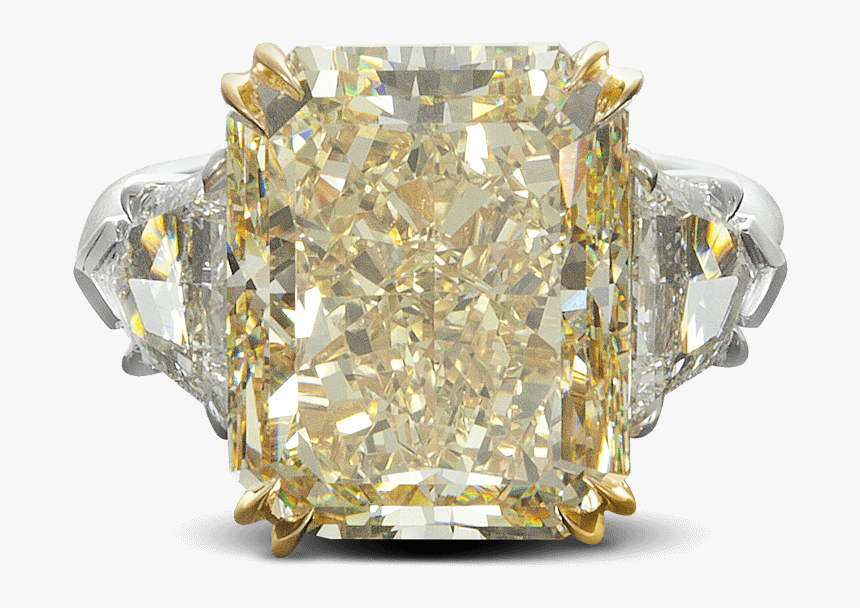Ring Trio Yellow Diamond Three Stone Platinum Gold - Engagement Ring, HD Png Download