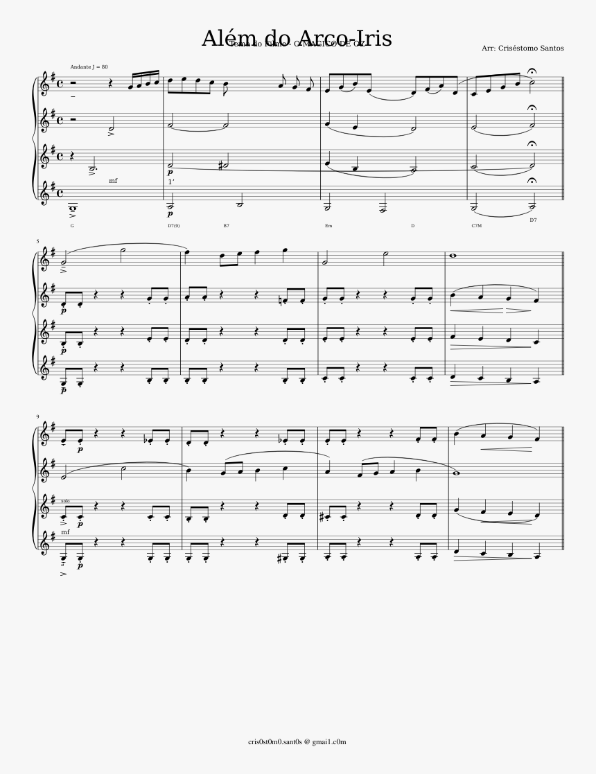 Partituras Além Do Arco Iris, HD Png Download