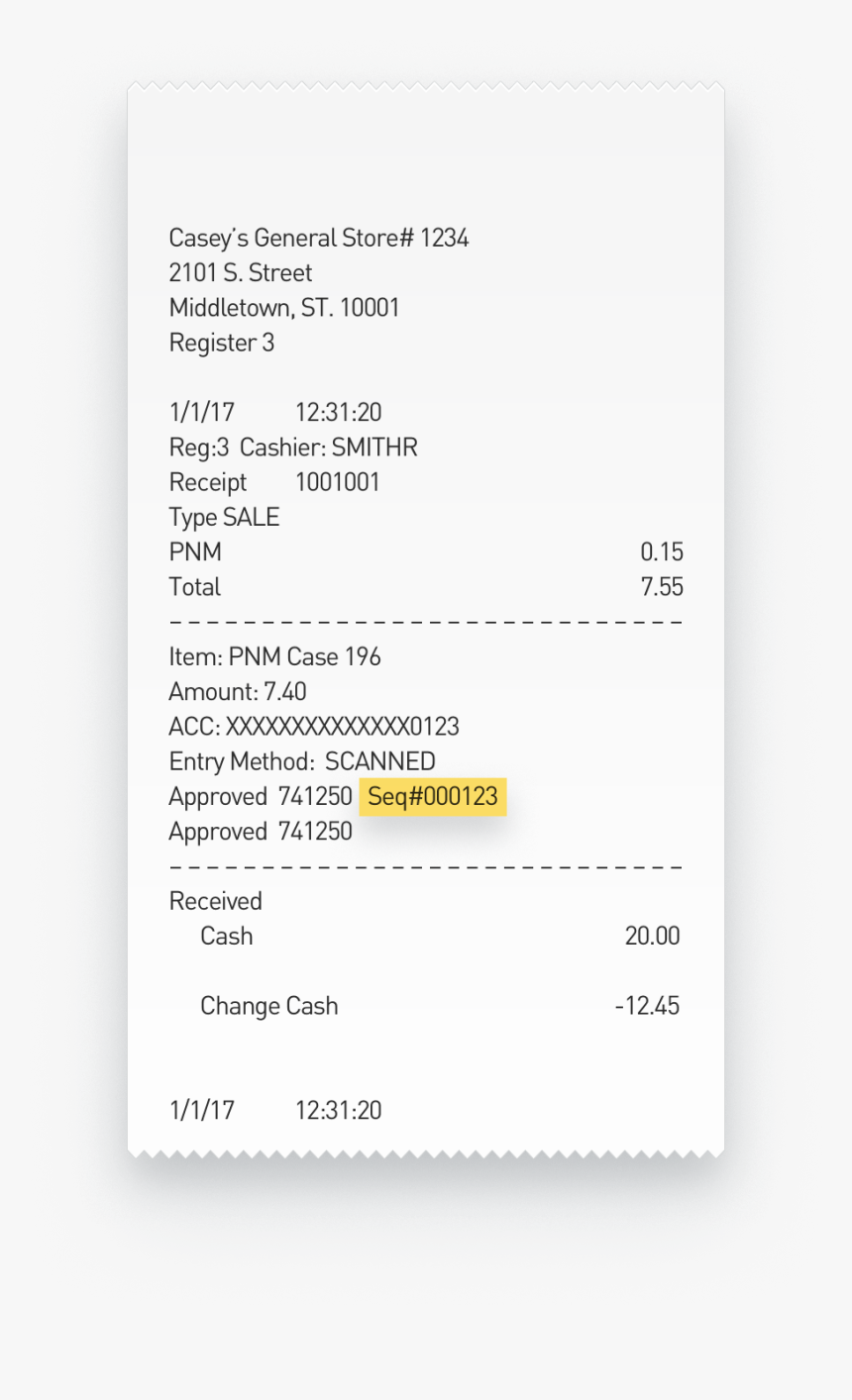 Casey's General Store Receipt, HD Png Download