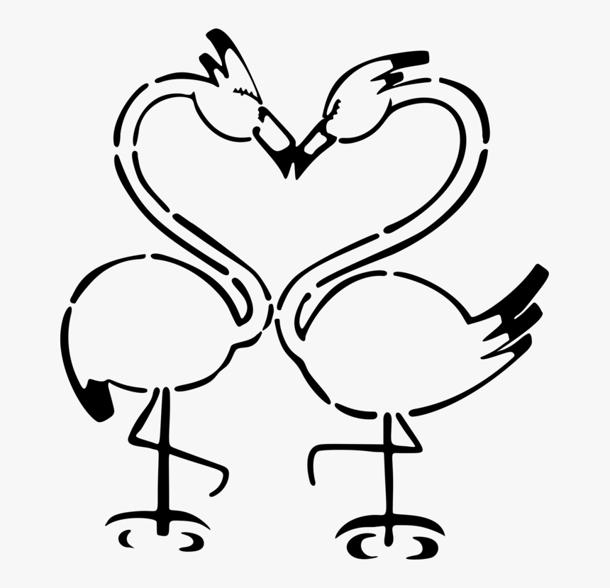 Line Art,swan,tail - Flamingo Love Icon Png, Transparent Png