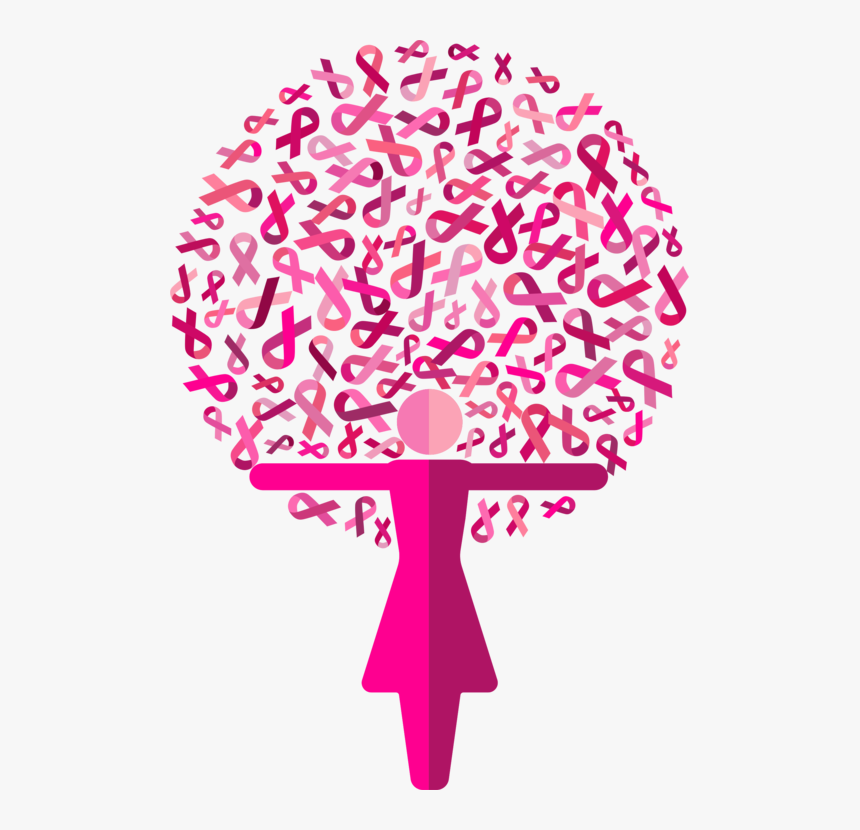 Pink,line Art,line - Pink Ribbon Tree, HD Png Download