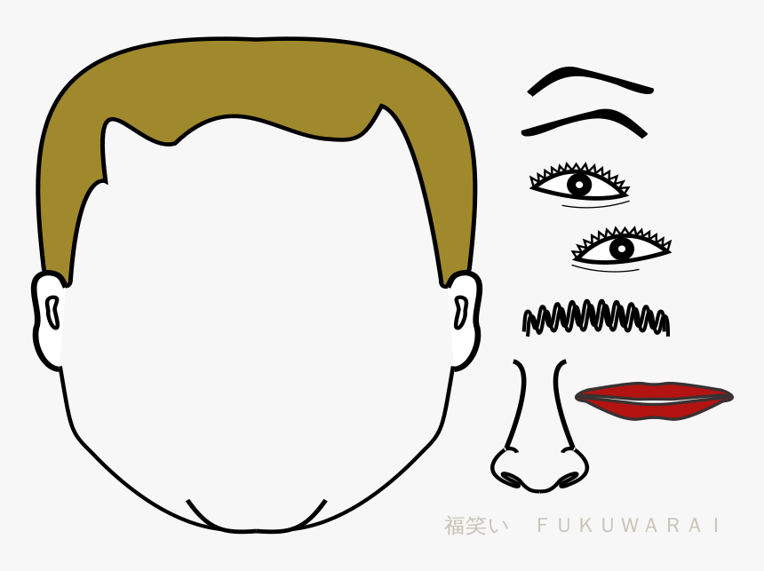 Fukuwarai-maleface - Svg - Tail On The Donkey Template, HD Png Download