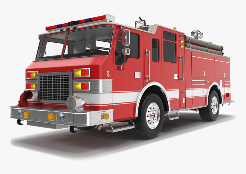 Isolated Real Red Fire Truck White Background, HD Png Download