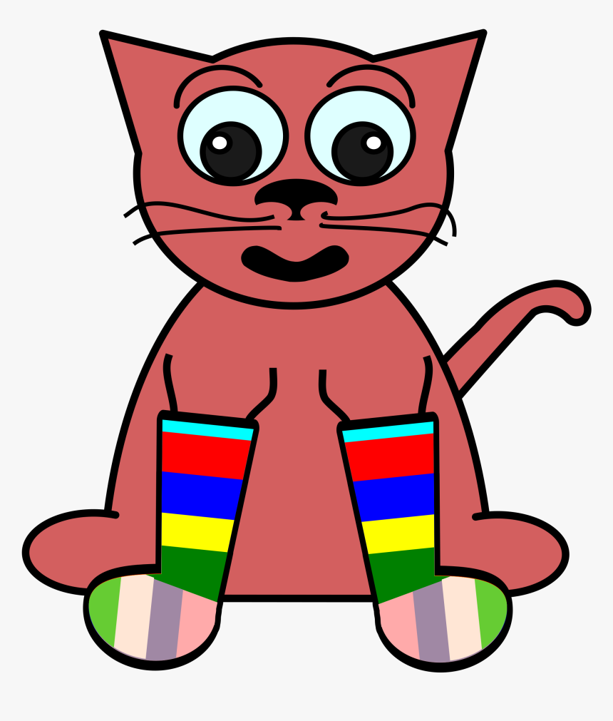 Cartoon Cat In Rainbow Socks Clip Arts - Silly Socks Clip Art, HD Png Download