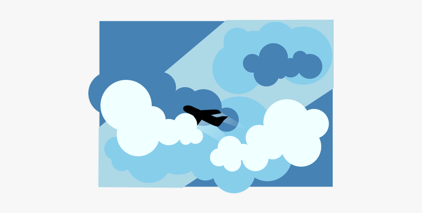 Silhouette Of A Flying Airplane - Plane In The Sky Drawing, HD Png Download