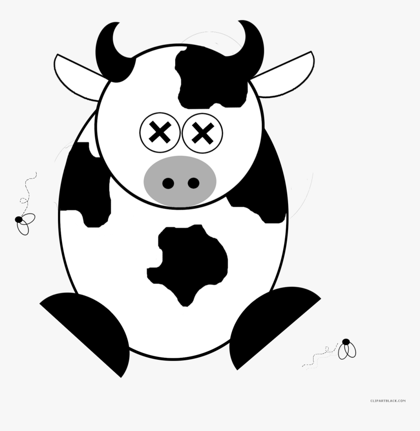 Cartoon Cow Animal Free Black White Clipart Images - Dead Cow Clip Art, HD Png Download