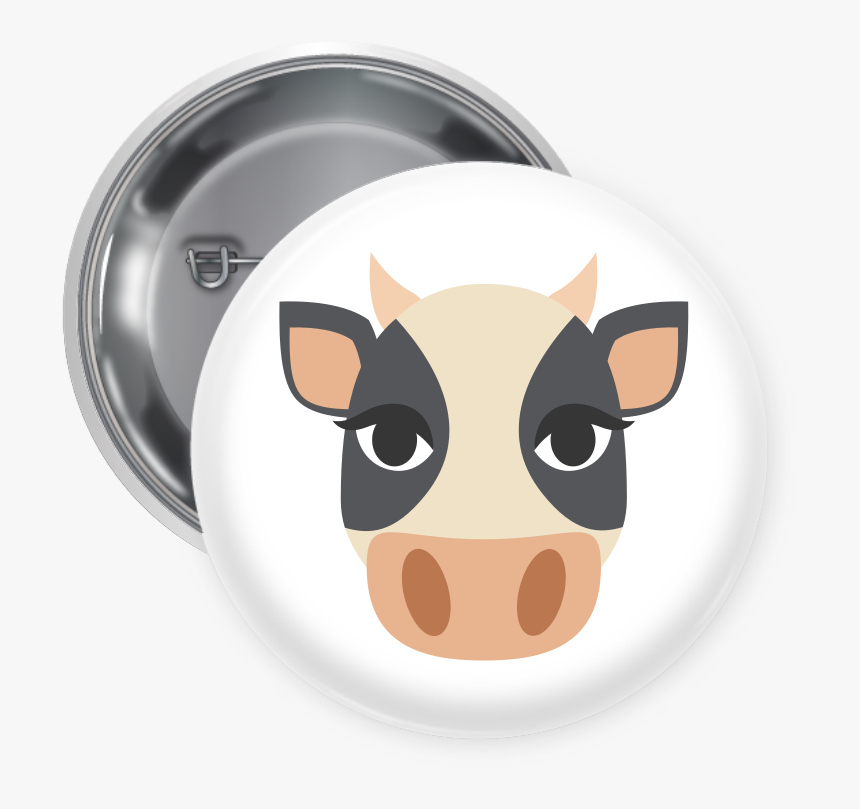 Cow Face Pin Backed Button - Save The Turtles Pin, HD Png Download