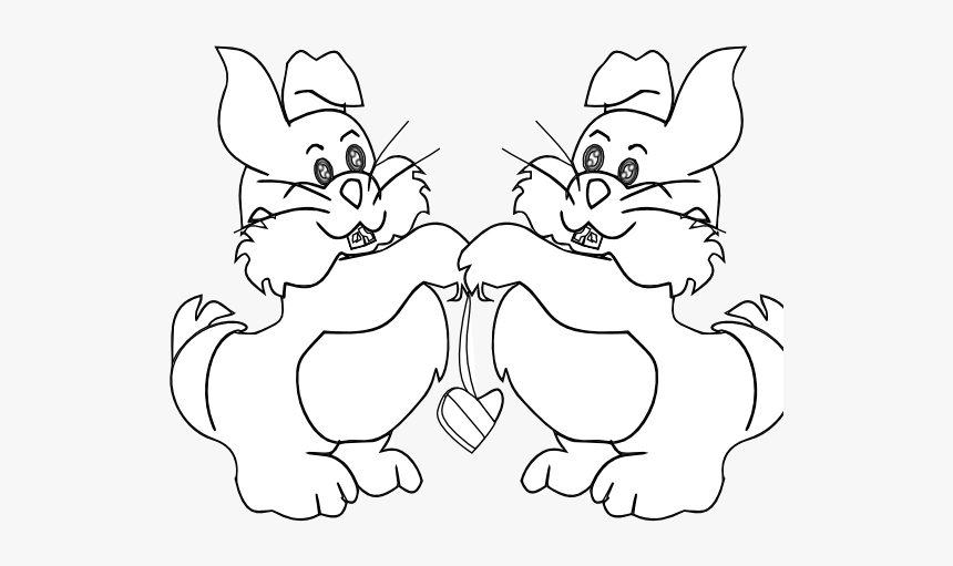 Conejillos Rabbit Black White Line Art 555px - Cartoon, HD Png Download