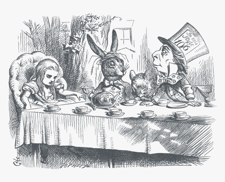 Lewis Carroll Society Of North America - Cartoon Alice And The Mad Hatter, HD Png Download
