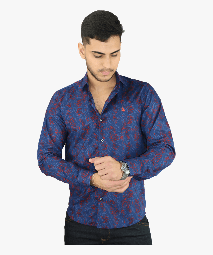 Modelo - Camisa De Botão Estampada Manga Longa, HD Png Download