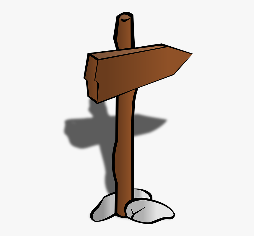Sign, Directions, Right, Arrow, Signpost, Wooden, Rocks - Road Map Clip Arts, HD Png Download