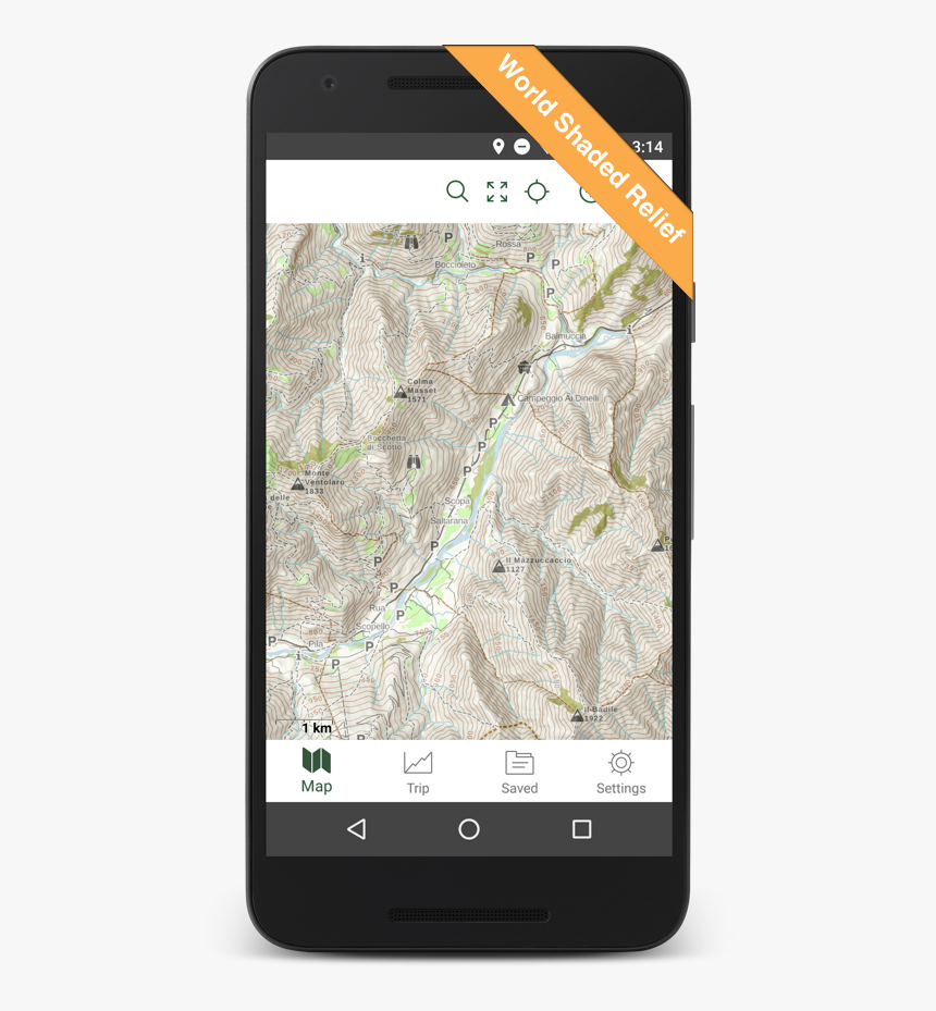 Gaia Gps World Shaded Relief Overlay - Smartphone, HD Png Download