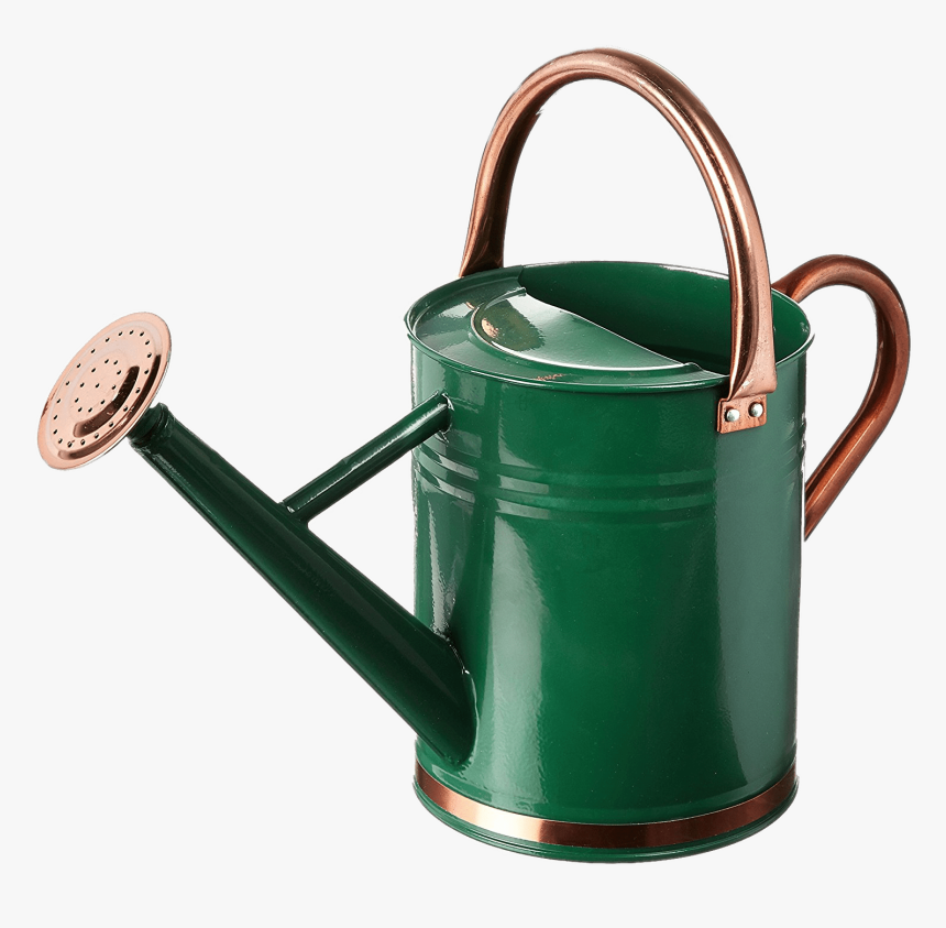 Green Watering Can With Copper Details - Watering Can, HD Png Download