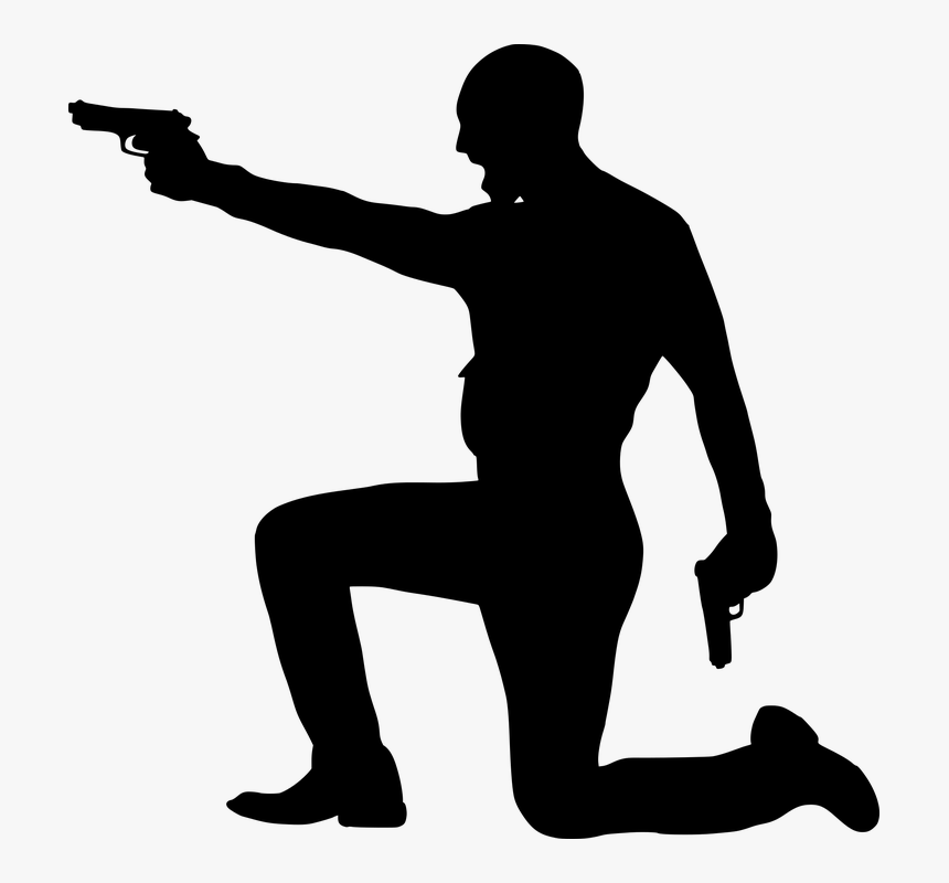 Silhouette, Officer, Attack, Gun, Fire, Aiming, Ammo - Siluet Pubg, HD Png Download