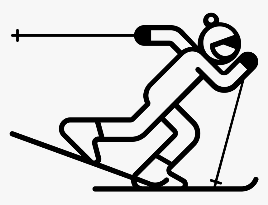 Skier Clipart Black And White, HD Png Download