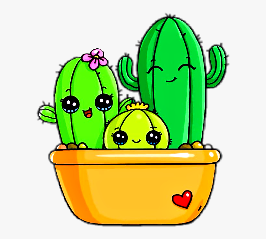 Cactus Family Love Green Voteplease Vote4vote - Draw So Cute Cactus, HD Png Download