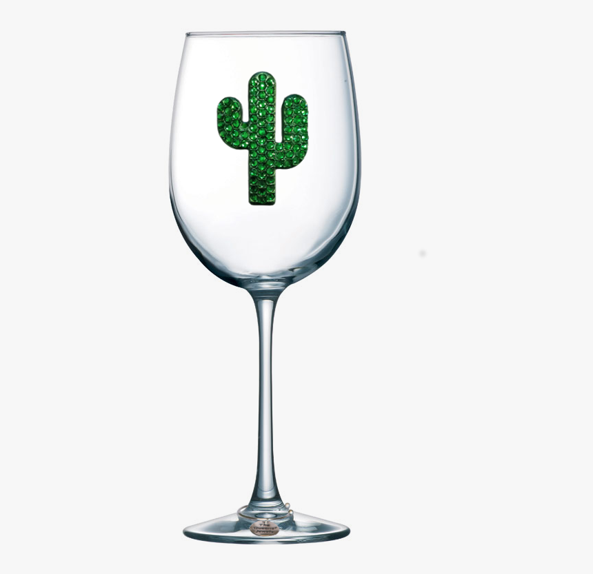 Cactus Jeweled Stemmed Wine Glass - Etching Wine Glass Mom, HD Png Download