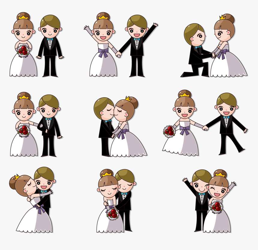 Wedding Invitation Cartoon Clip Art - Cartoon Wedding Vector, HD Png Download