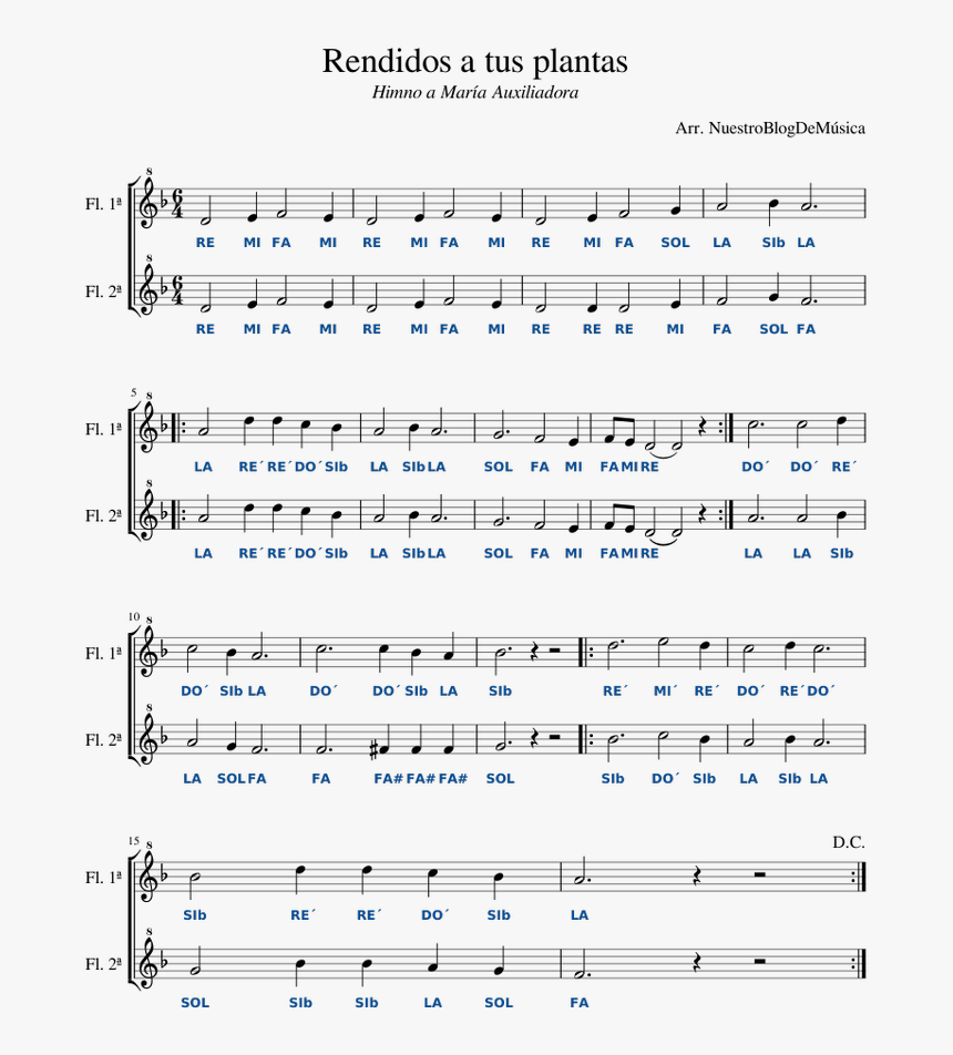 Partitura Rendidos A Tus Plantas, HD Png Download