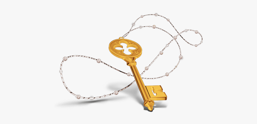 #golden #key #llave #dorada #dorado #gold #oro #cruz - Necklace, HD Png Download