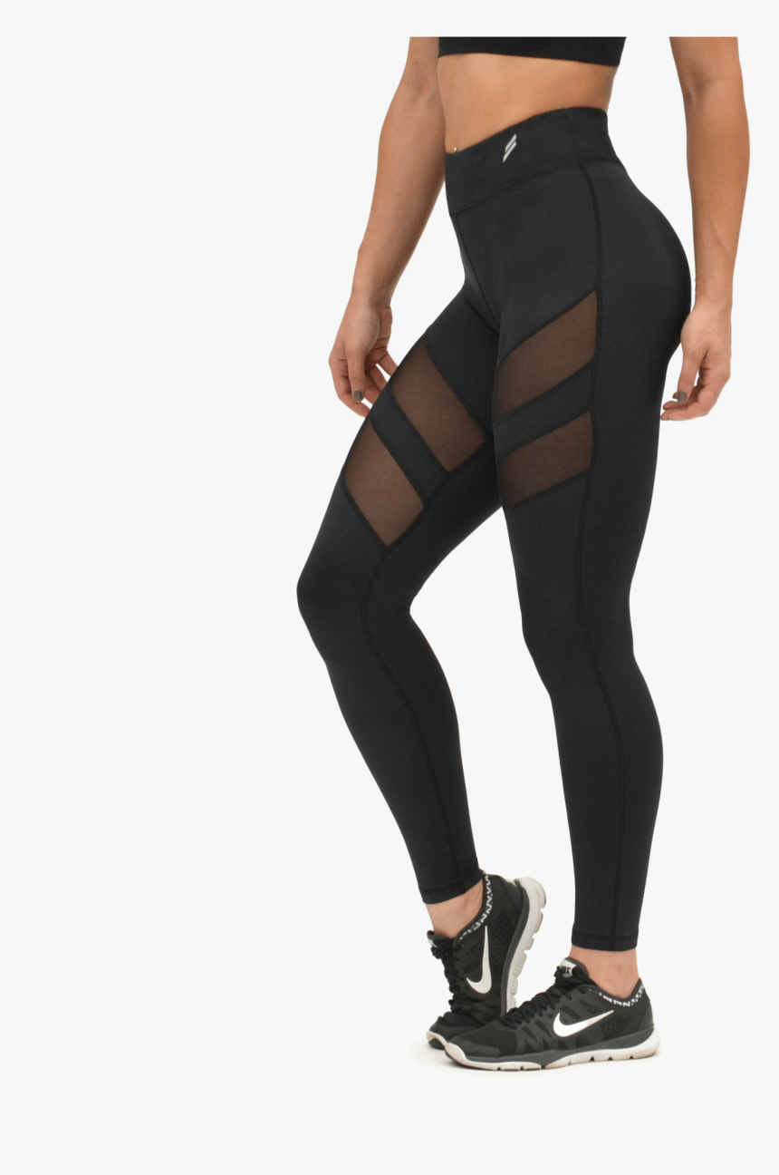 Mesh Panel Leggings - High Waist Mesh Leggings, HD Png Download