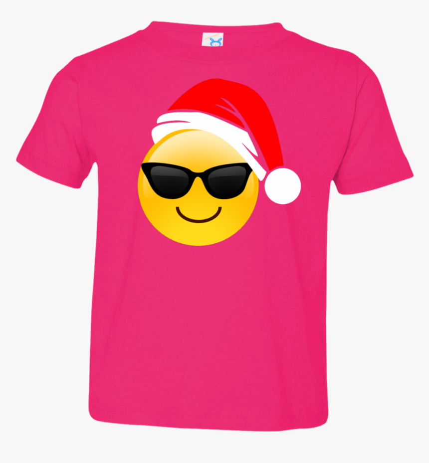 Emoji Christmas Shirt Cool Sunglasses Santa Hat Family - Shirt, HD Png Download