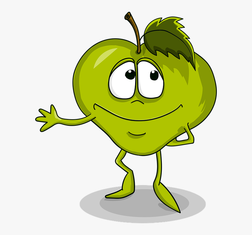Apple, Cute, Smile, Cartoon, Sheet, Joy, Kindness - Cute Green Apples Cartoon, HD Png Download