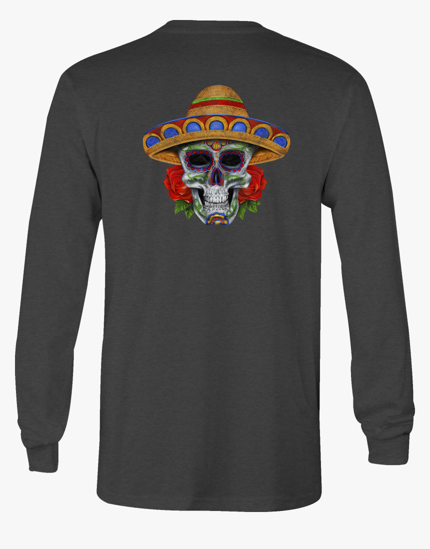 Long Sleeve Tshirt Mexican Sugar Skull With Roses And - House Stark Iron Man, HD Png Download