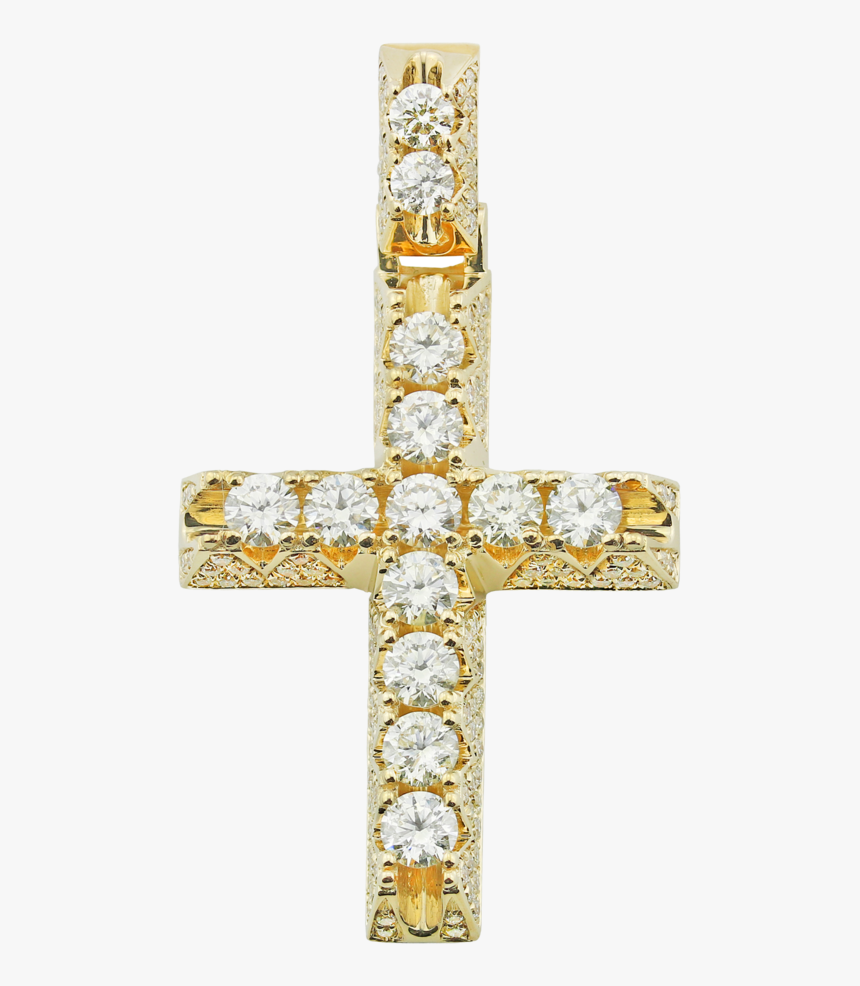 Gold Cross Pendant With Diamonds , Png Download - Cross, Transparent Png
