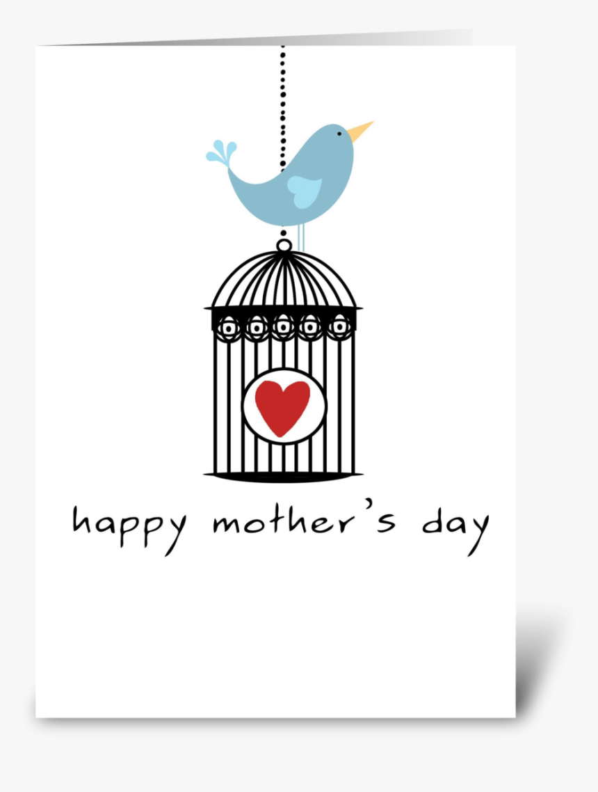 Mother S Day Birdcage With Heart Greeting Card - Graphic Design, HD Png Download