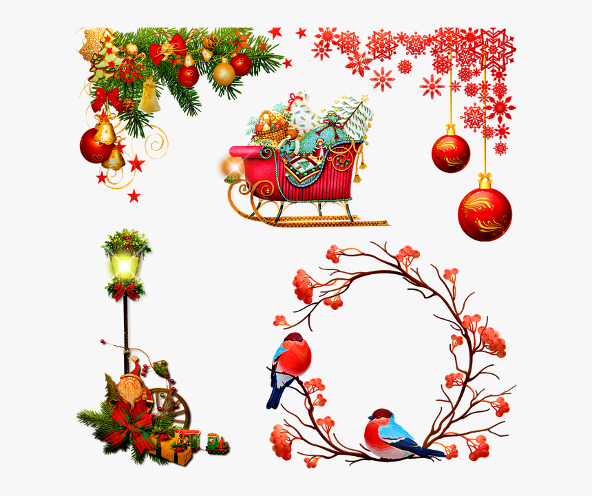 Christmas Ornaments, Wreath, Lights, Ornament - Снегири На Рябине Рисунок, HD Png Download