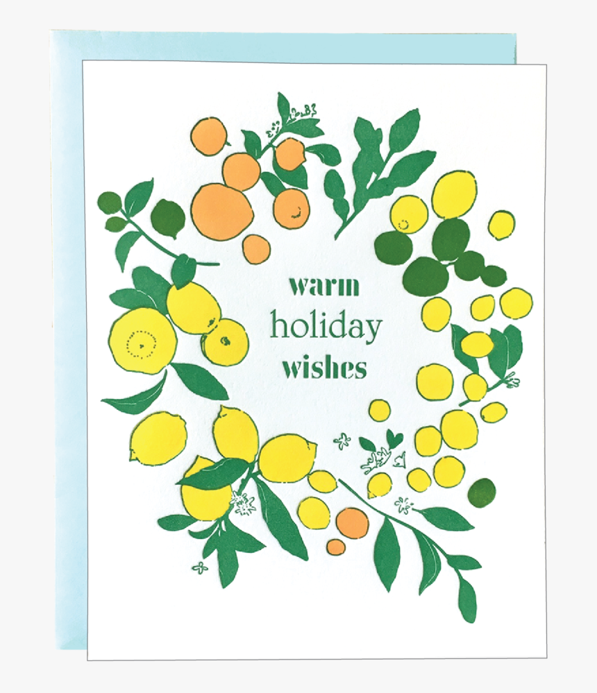 Citrus Wreath Holiday Card - Greeting Card, HD Png Download