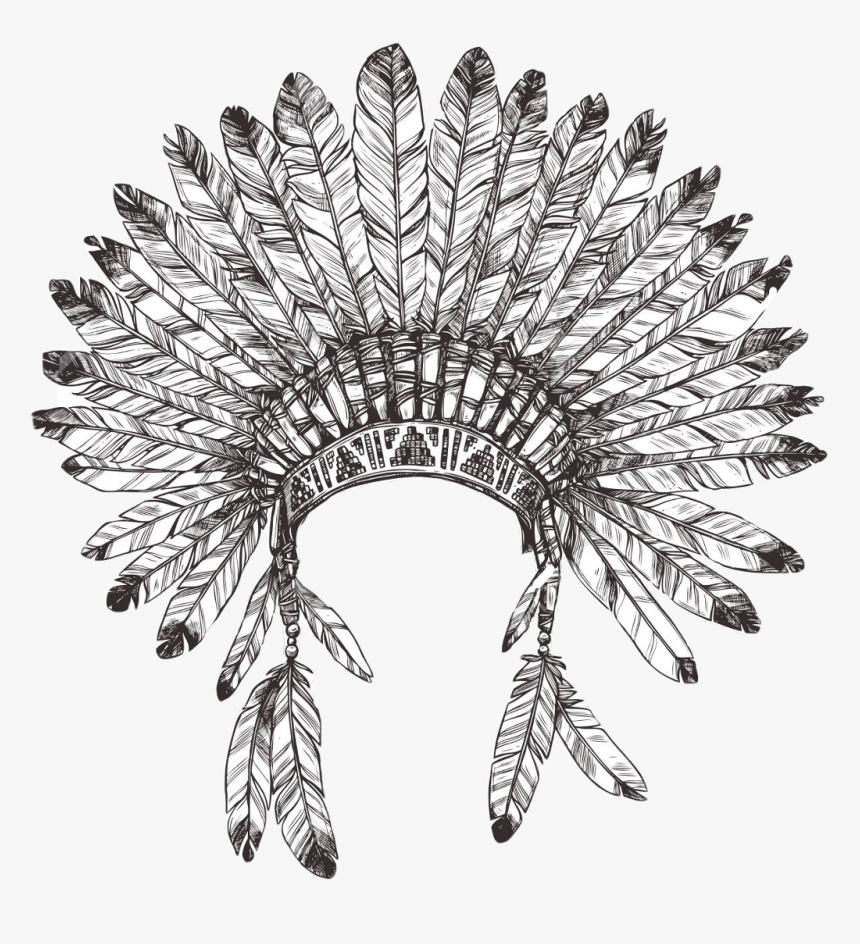 #indian #native #nativeamerican #headress #headdress - Native American Headdress Drawing, HD Png Download
