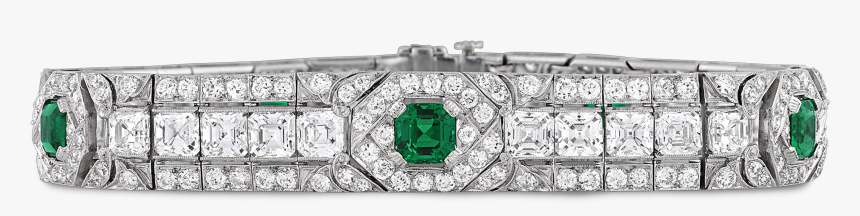 Untreated Colombian Emerald And Diamond Bracelet - Emerald And Diamond Bracelet, HD Png Download