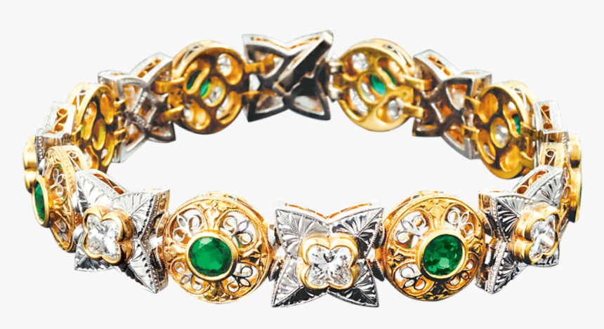 Emerald And Diamond Bracelet By Beaudry - Bracelet, HD Png Download
