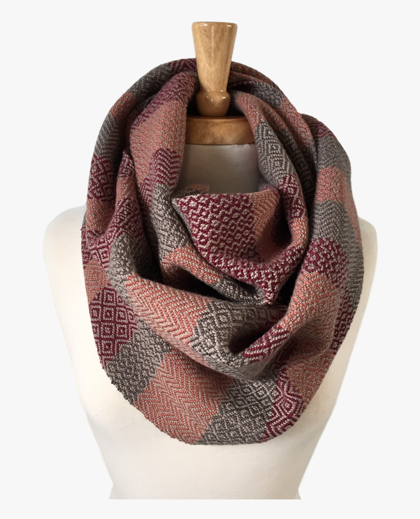 Oxblood, Peach And Charcoal Grey Woven Infinity Scarf - Scarf, HD Png Download