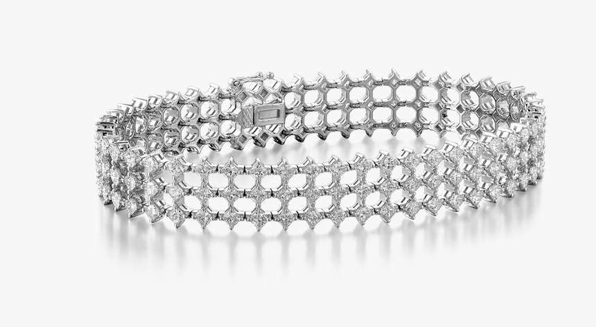My Girl Diagonal Triple Row Bracelet 18k White Gold - Bracelet, HD Png Download